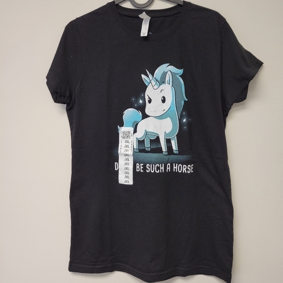 Teeturtle Unicorn Don't Be Such A Horse t-shirt Black XL - Picture 1 of 7